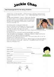 English Worksheet: Jackie Chan - biography