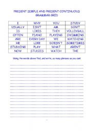 English Worksheet: Grammar Grid