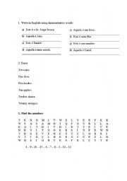English Worksheet: numbers and to be