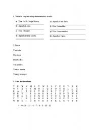 English worksheet: numbers and to be