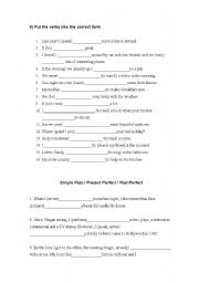 English Worksheet: Simple present - Simple past - Present Perfect - Past perfect