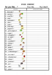 English Worksheet: Food survey and rules (1/5)