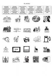 English Worksheet: PLACES AND BUILDINGS : MATCHING EXERCISE (PART 1/2 )