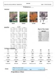 English Worksheet: Seasons, Months and days of the week