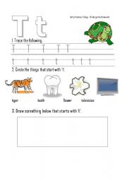 English Worksheet: Letter T