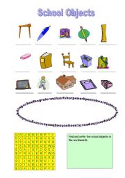 English Worksheet: School Objects