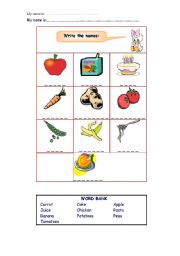 English worksheet: FOOD VOCABULARY WORKSHEET.1