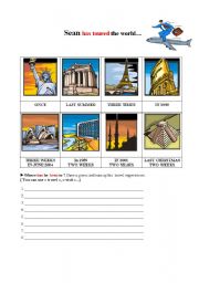 English Worksheet: Sean has toured the world! (Present perfect / The preterite)