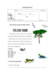 English Worksheet: Wilson Park