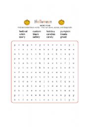 English worksheet: Halloween Word Find