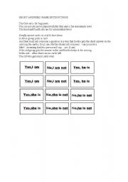 English Worksheet: short answers game