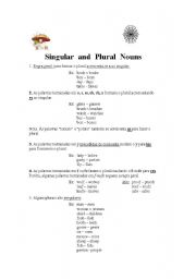 English worksheet: Singular and plural nouns