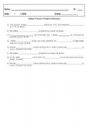 English worksheet: Simple Present x Present Continuous