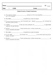 English Worksheet: Simple Present x Present Continuous