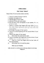 English Worksheet: word game