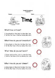 English Worksheet: TElling the time