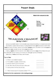 English Worksheet: present simple / seasons