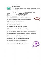 English Worksheet: Reprted Speech