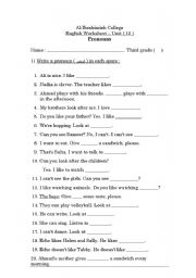 English Worksheet: Object Pronouns