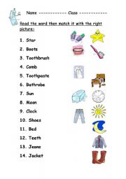 English Worksheet: read and match