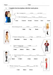 English Worksheet: Clothes