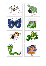 English Worksheet: Environment, Animals, Places Memory Game 