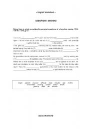 English Worksheet: ADDICTIONS - SMOKING