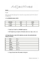 English Worksheet: adjective order + compound adjectives