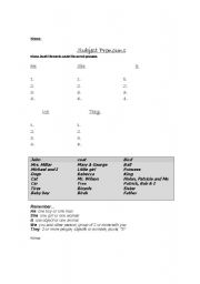 English worksheet: subject pronouns