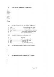 English worksheet: Past tense