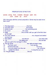 English Worksheet: PREPOSITIONS OF MOTION