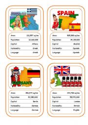 English Worksheet: Countries Card Game (Part 2 out of 4)