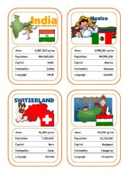 English Worksheet: Countries Card Game (Part 4 out of 4)