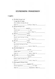 English Worksheet: Expressing possession