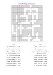 English Worksheet: Past Participle Crossword