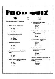 English Worksheet: Food quiz