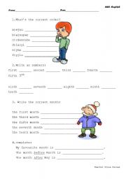 English Worksheet: months and ordinal numbers