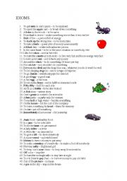 English Worksheet: IDIOMS