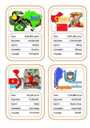 English Worksheet: Countries Card Game (Part 5 - additional)