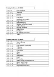 English worksheet: Schedules