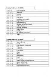 English Worksheet: Schedules