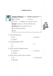 English Worksheet: Reading Practice 