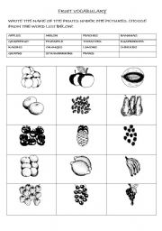 FRUIT VOCABULARY : MATCHING EXERCISE