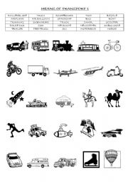 English Worksheet: MEANS OF TRANSPORT : MATCHING EXERCISE (PART 1/3 )