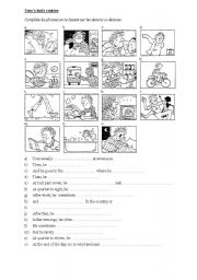 English Worksheet: TOMS DAILY ROUTINES