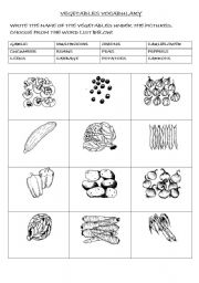 English worksheet: VEGETABLES : MATCHING EXERCISE