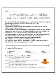English Worksheet: Friendship