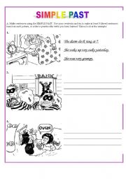 English Worksheet: Simple past - make sentences