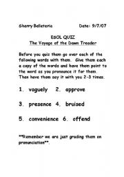 English worksheet: ESOl Quiz for 