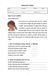 English Worksheet: Daily routine test